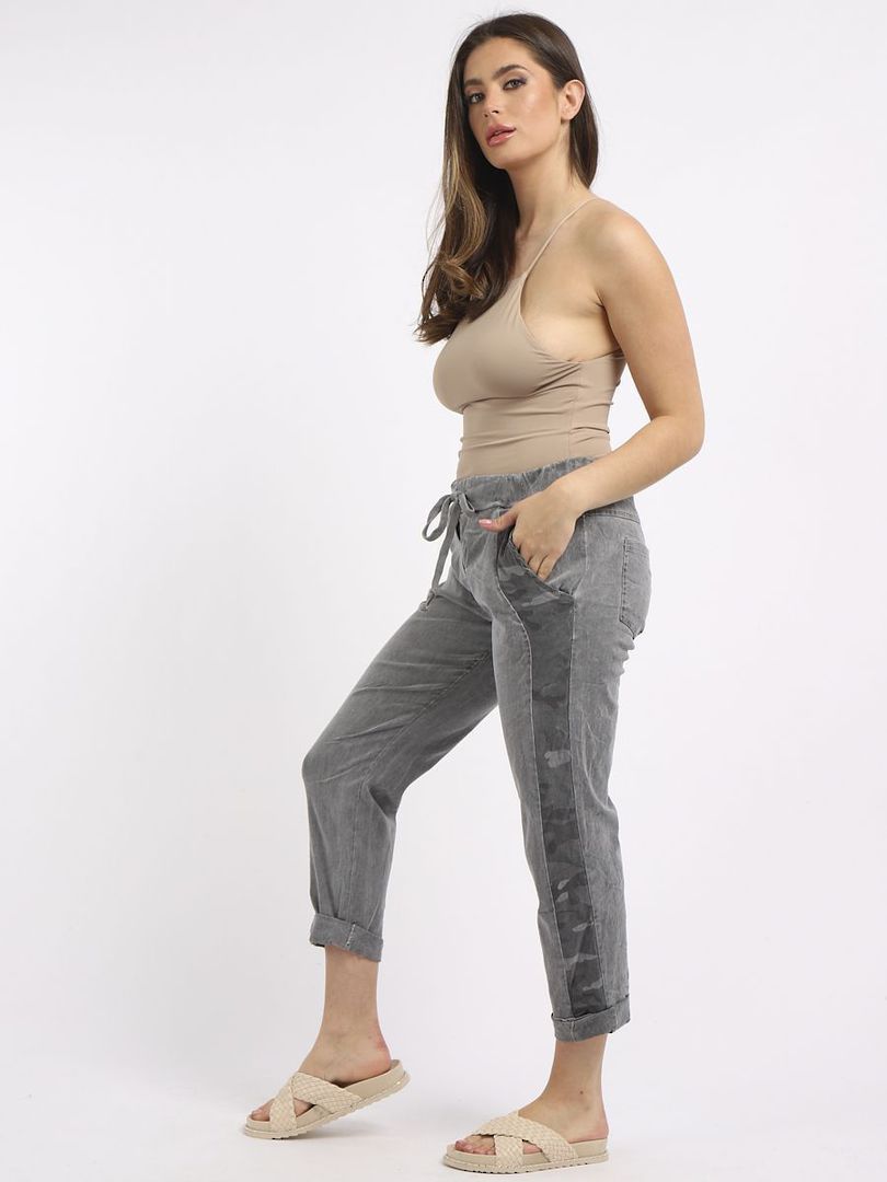Camo Side Stripe Trousers Grey image 1